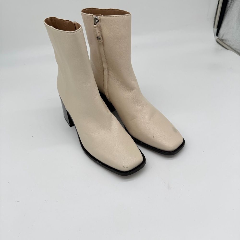 Sam Edelman winnie Cream Leather Ankle Booties